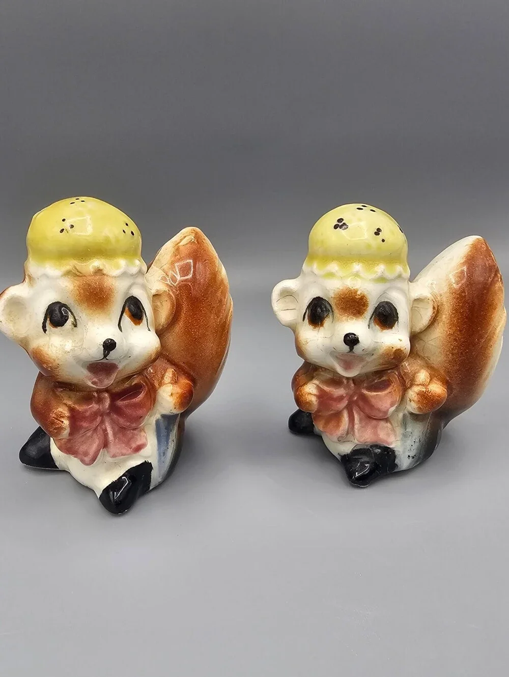 Vintage Ceramic Squirrel Salt and Pepper Shakers Set